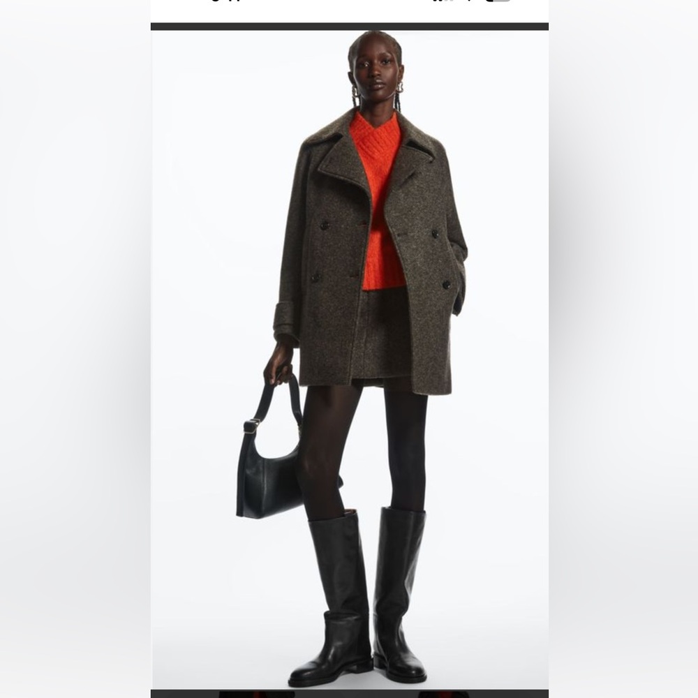 COS HERRINGBONE PEA COAT 6 NWT